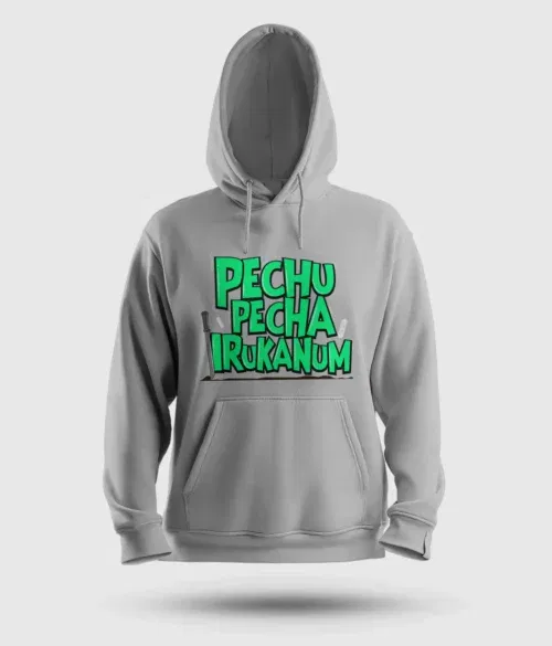 Pechu pecha irrukanum men/unisex hoodie in grey melange color