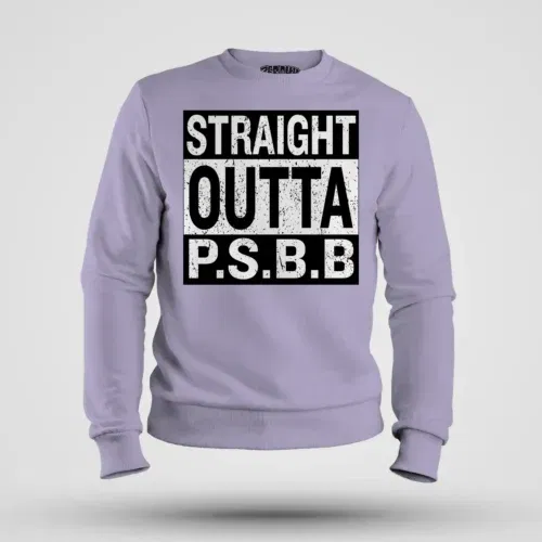 Straight outta psbb men/unisex sweatshirt in lavender color