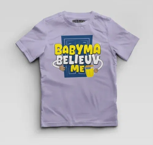 Babyma belieuv me boys round neck t-shirt in lavender color