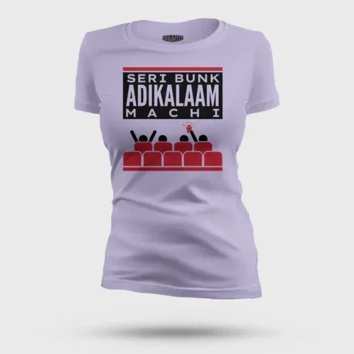 Seri bunk adikalaam machi women's t-shirt in lavender color