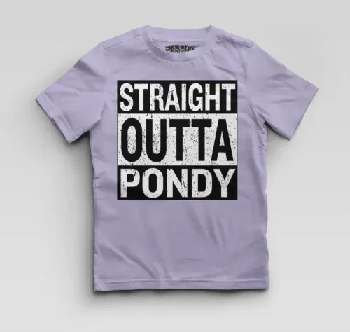 Straight outta pondy boys round neck t-shirt in lavender color