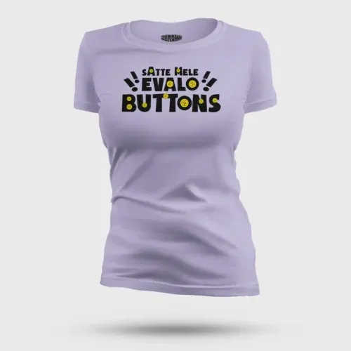 Satte mele evalo buttons women's t-shirt in lavender color