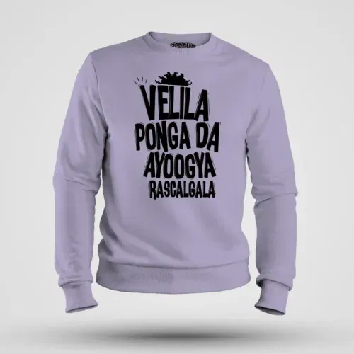 Velila ponga da ayoogya rascalgala men/unisex sweatshirt in lavender color