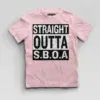Straight Outta Sboa Boys Round Neck T-Shirt in Light Baby Pink Color