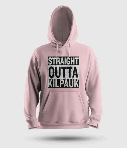 Straight outta kilpauk men/unisex hoodie in light baby pink color