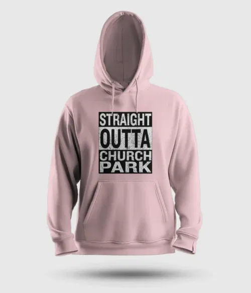 Straight outta church park men/unisex hoodie in light baby pink color