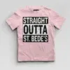 Straight Outta St. Bedes Boys Round Neck T-Shirt in Light Baby Pink Color