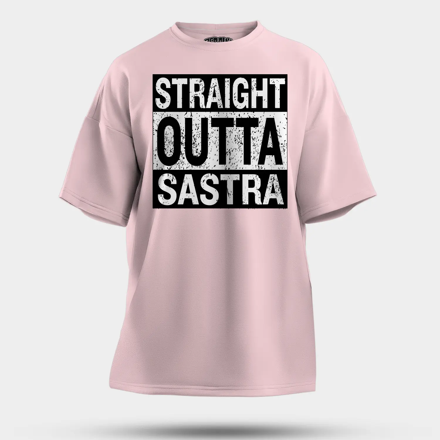 Straight Outta Sastra Men/Unisex Oversized T-Shirt in Light Baby Pink Color