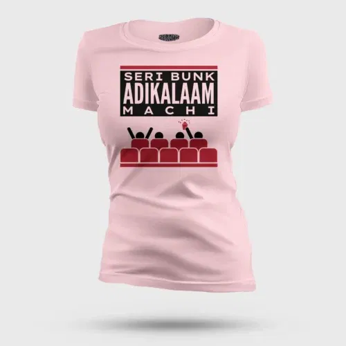 Seri bunk adikalaam machi women's t-shirt in light baby pink color
