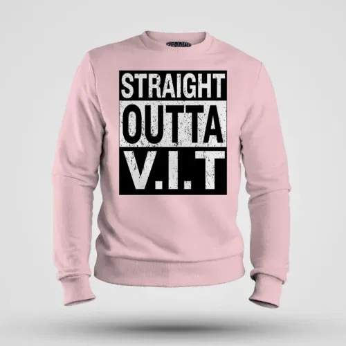 Straight outta vit men/unisex sweatshirt in light baby pink color