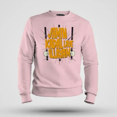 Jamin, kadal laye illayam men/unisex sweatshirt in light baby pink color