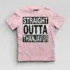 Straight Outta Thanjavur Boys Round Neck T-Shirt in Light Baby Pink Color