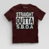 Straight Outta Sboa Boys Round Neck T-Shirt in Maroon Color