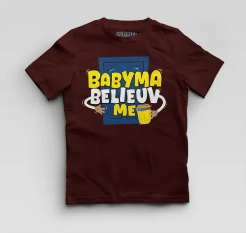 Babyma belieuv me boys round neck t-shirt in maroon color
