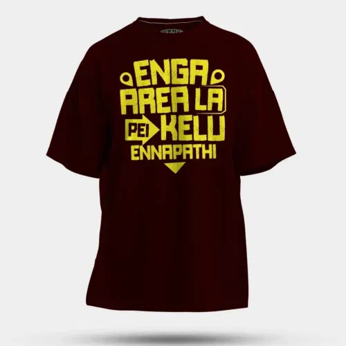 Enga area la pei kelu ennapathi men/unisex oversized t-shirt in maroon color