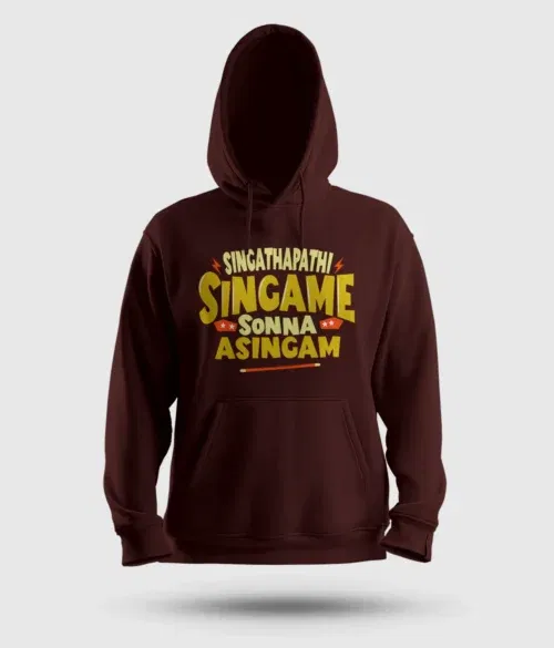 Singathapathi singame sunna asingam men/unisex hoodie in maroon color