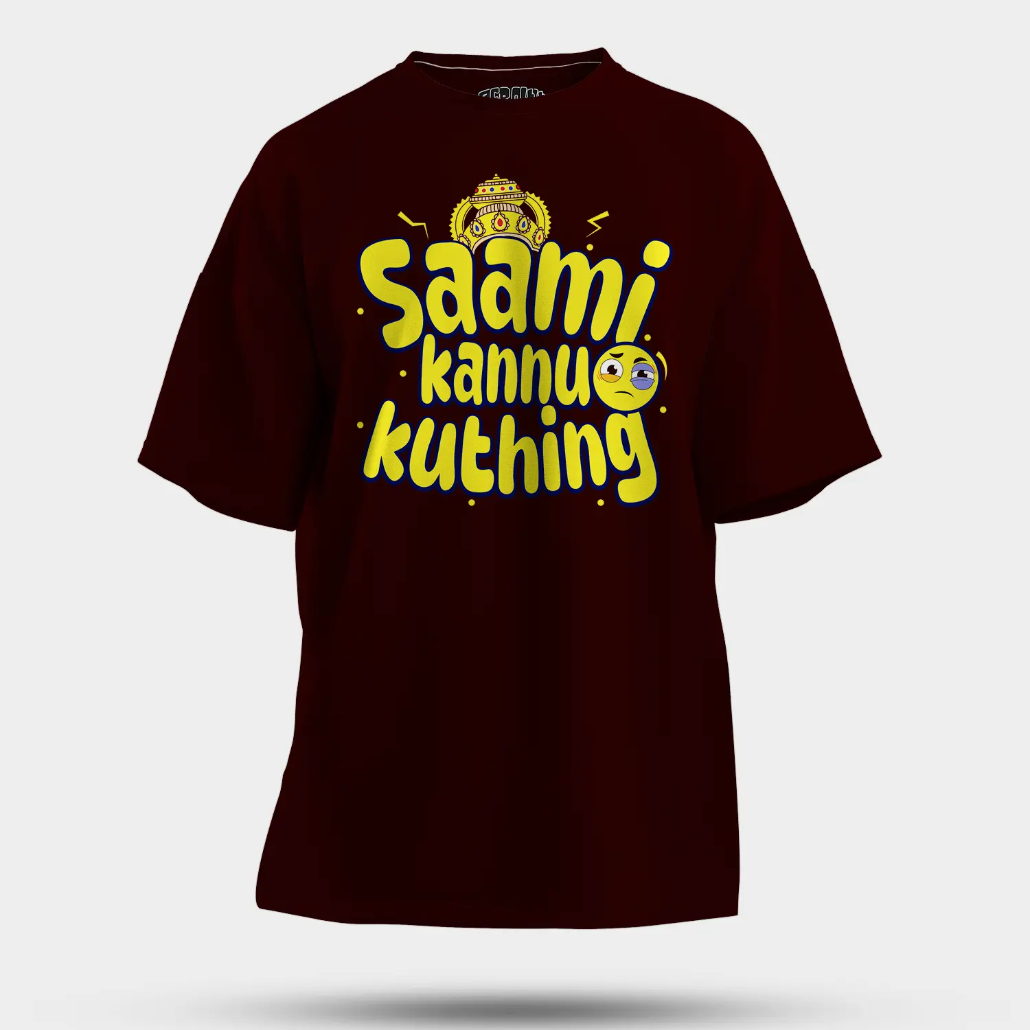 Saami Kannu Kuthing Men/Unisex Oversized T-Shirt in Maroon Color