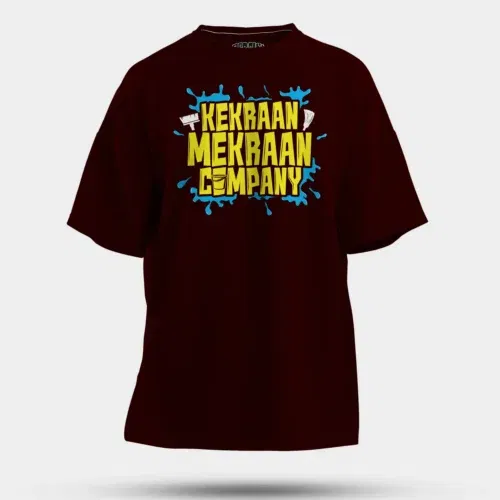 Kekraan mekraan company men/unisex oversized t-shirt in maroon color