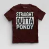 Straight Outta Pondy Boys Round Neck T-Shirt in Maroon Color