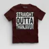 Straight Outta Thanjavur Boys Round Neck T-Shirt in Maroon Color