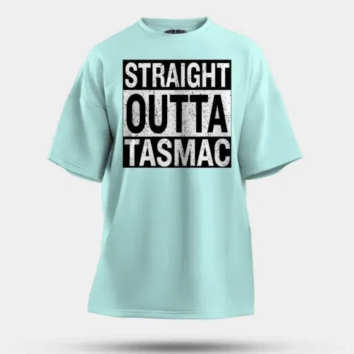 Straight outta tasmac men/unisex oversized t-shirt in mint color