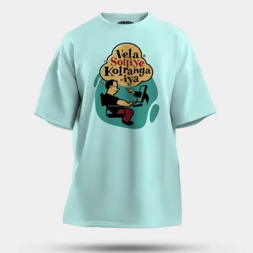Vela soliye kolrangaiya men/unisex oversized t-shirt in mint color