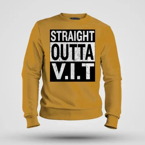 Straight outta vit men/unisex sweatshirt in mustard yellow color