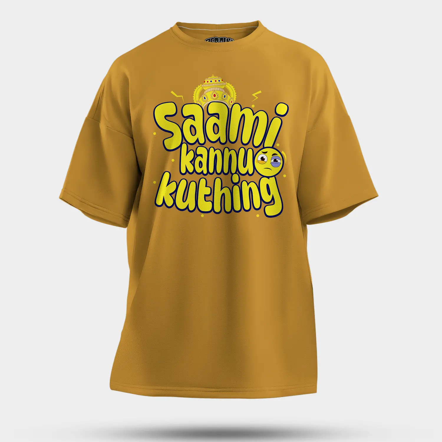 Saami Kannu Kuthing Men/Unisex Oversized T-Shirt in Mustard Yellow Color