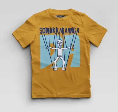 Sodhikkaraangada boys round neck t-shirt in mustard yellow color