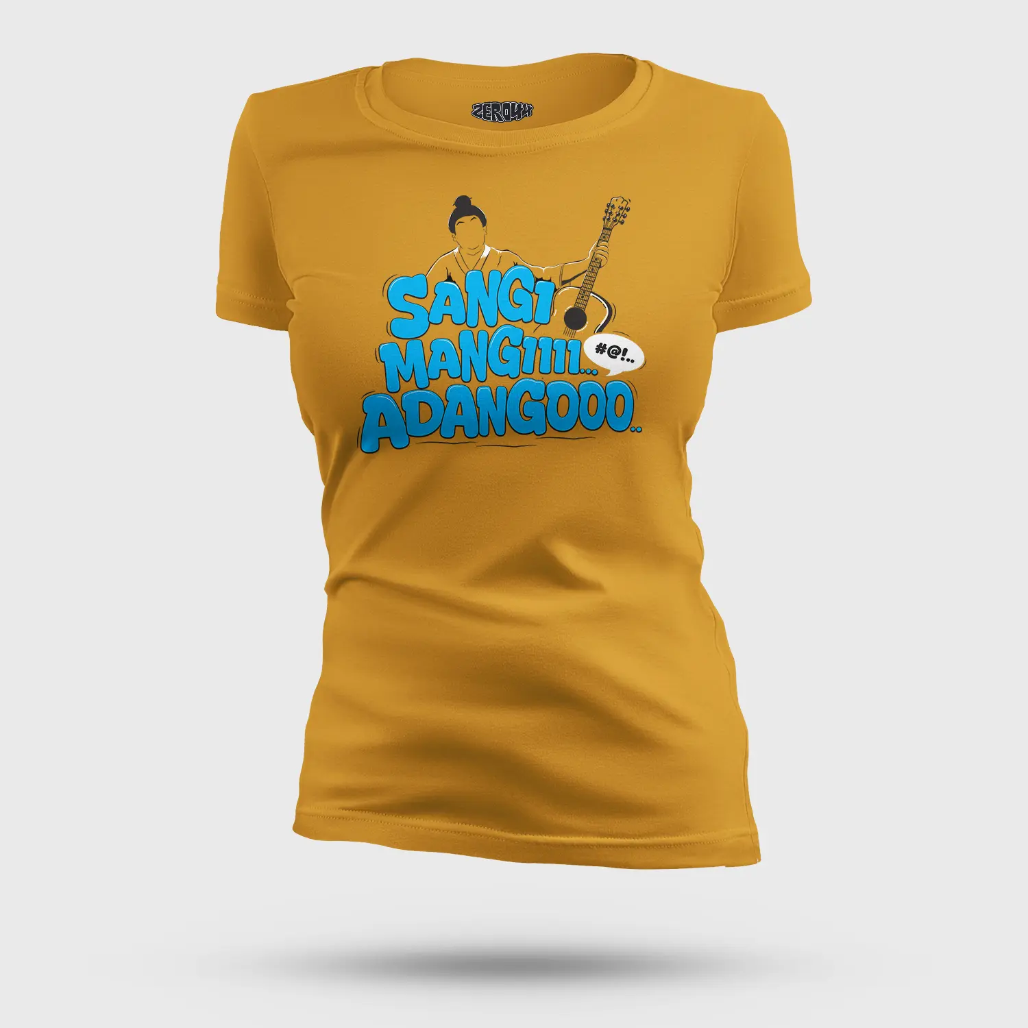 Sangi Mangiiiii….. Adangoooo Women's T-Shirt in Mustard Yellow Color