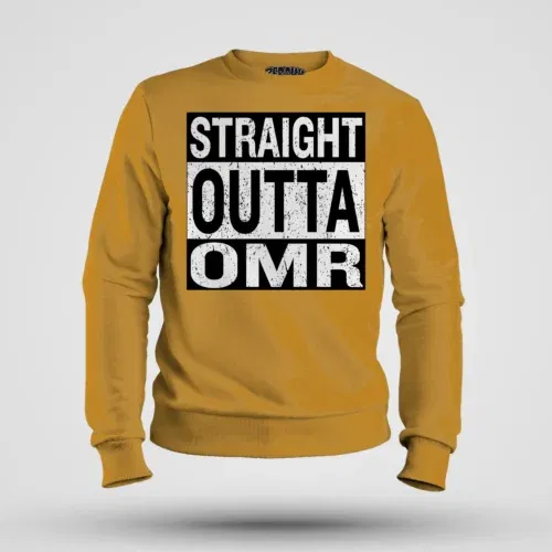 Straight outta omr men/unisex sweatshirt in mustard yellow color