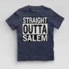 Straight Outta Salem Boys Round Neck T-Shirt in Navy Blue Color