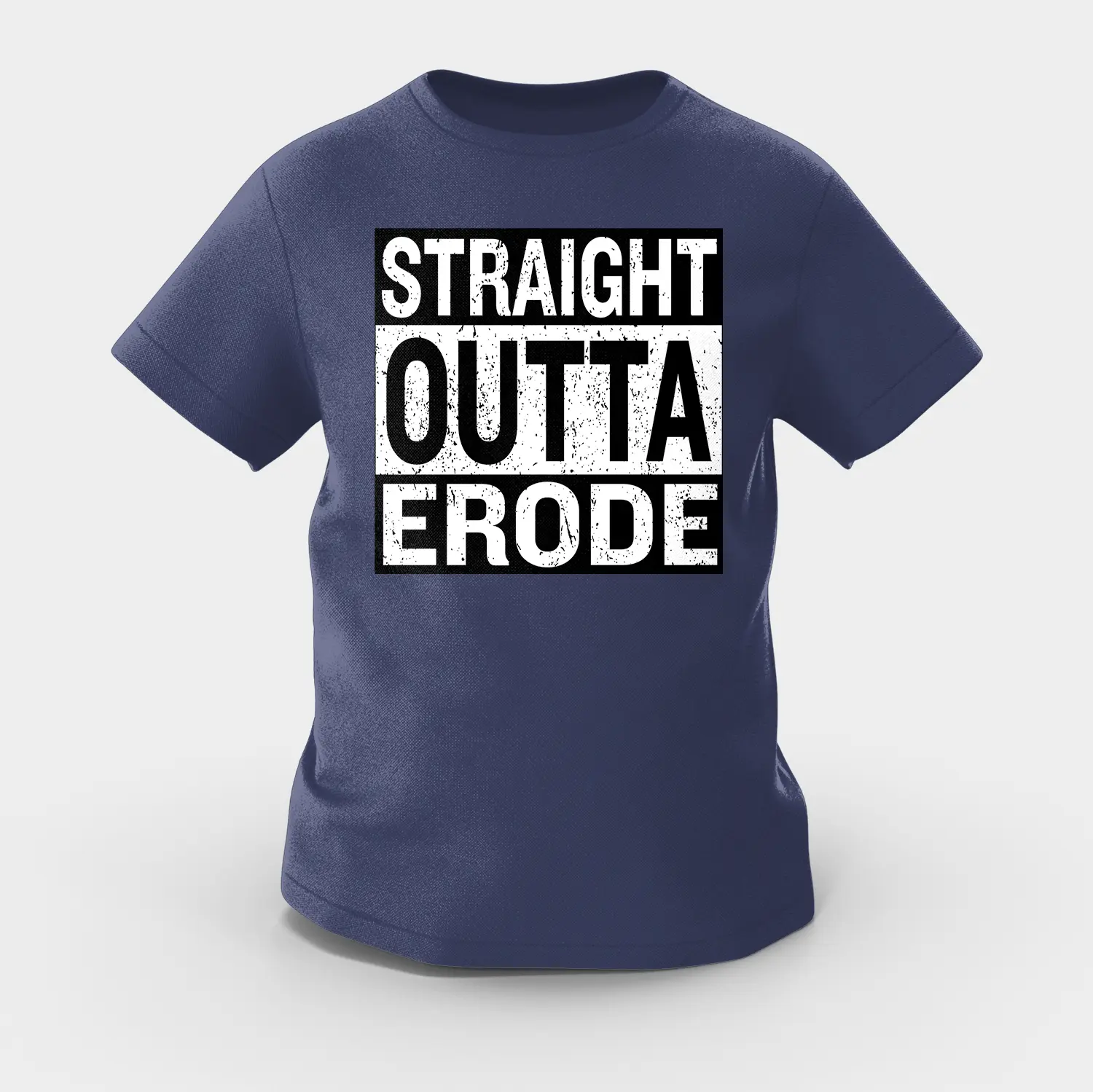Straight Outta Erode Girls Round Neck T-Shirt in Navy Blue Color