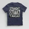 Straight Outta T-Nagar Boys Round Neck T-Shirt in Navy Blue Color