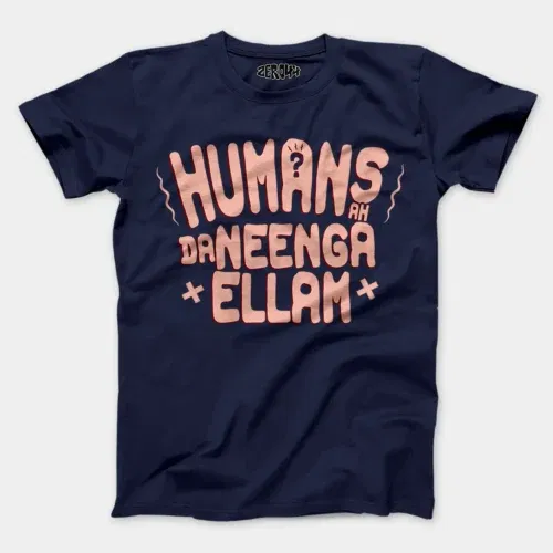 Humans ah da neenga ellam? Men/unisex t-shirt in navy blue color