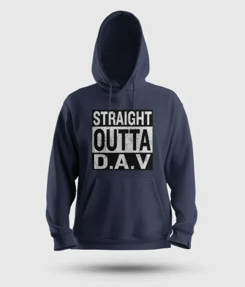 Straight outta dav men/unisex hoodie in navy blue color