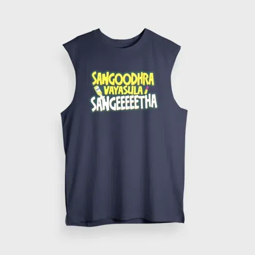 Sangoodhara vayasula sangeeetha men/unisex tank top in navy blue color