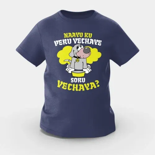 Naayu ku peru vachaye soru vachaye girls round neck t-shirt in navy blue color