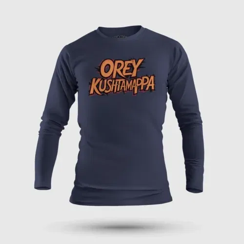 Ore kushtamappa men/unisex long sleeve t-shirt in navy blue color
