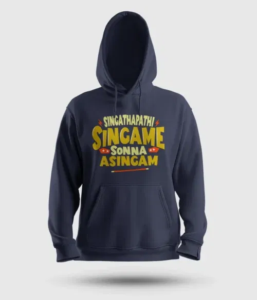 Singathapathi singame sunna asingam men/unisex hoodie in navy blue color