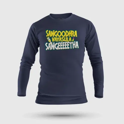 Sangoodhara vayasula sangeeetha men/unisex long sleeve t-shirt in navy blue color