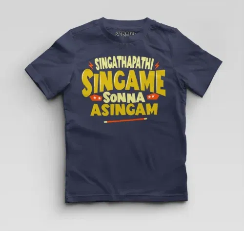Singathapathi singame sunna asingam boys round neck t-shirt in navy blue color