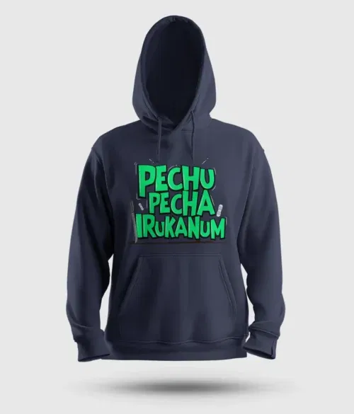 Pechu pecha irrukanum men/unisex hoodie in navy blue color