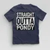 Straight Outta Pondy Boys Round Neck T-Shirt in Navy Blue Color