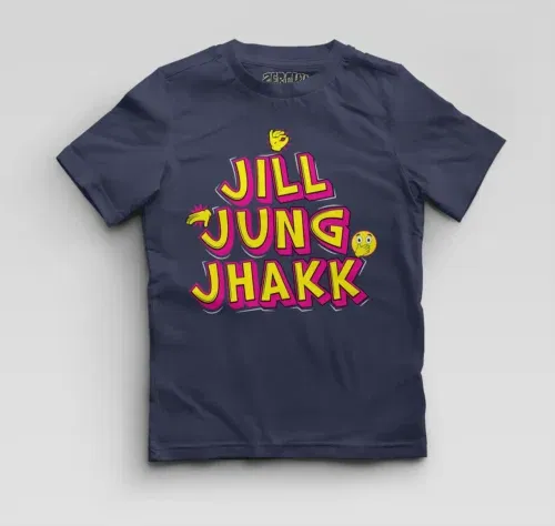 Jill jung jhakk boys round neck t-shirt in navy blue color