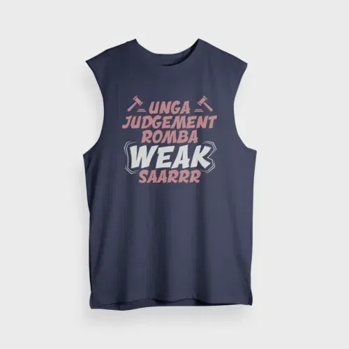 Unga judgement romba weak saarrr men/unisex tank top in navy blue color
