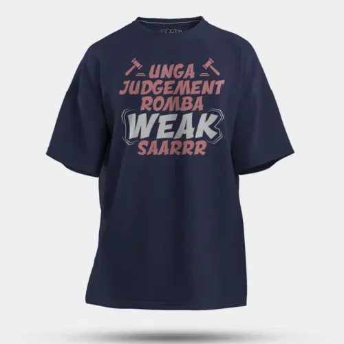 Unga judgement romba weak saarrr men/unisex oversized t-shirt in navy blue color