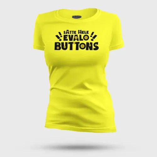Satte mele evalo buttons women's t-shirt in new yellow color