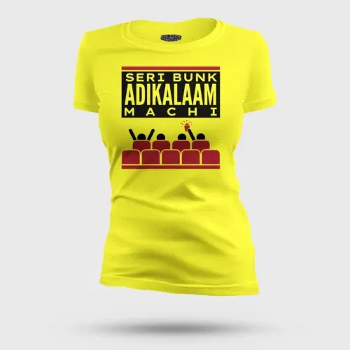 Seri bunk adikalaam machi women's t-shirt in new yellow color