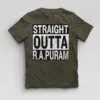 Straight Outta R.a Puram Boys Round Neck T-Shirt in Olive Green Color